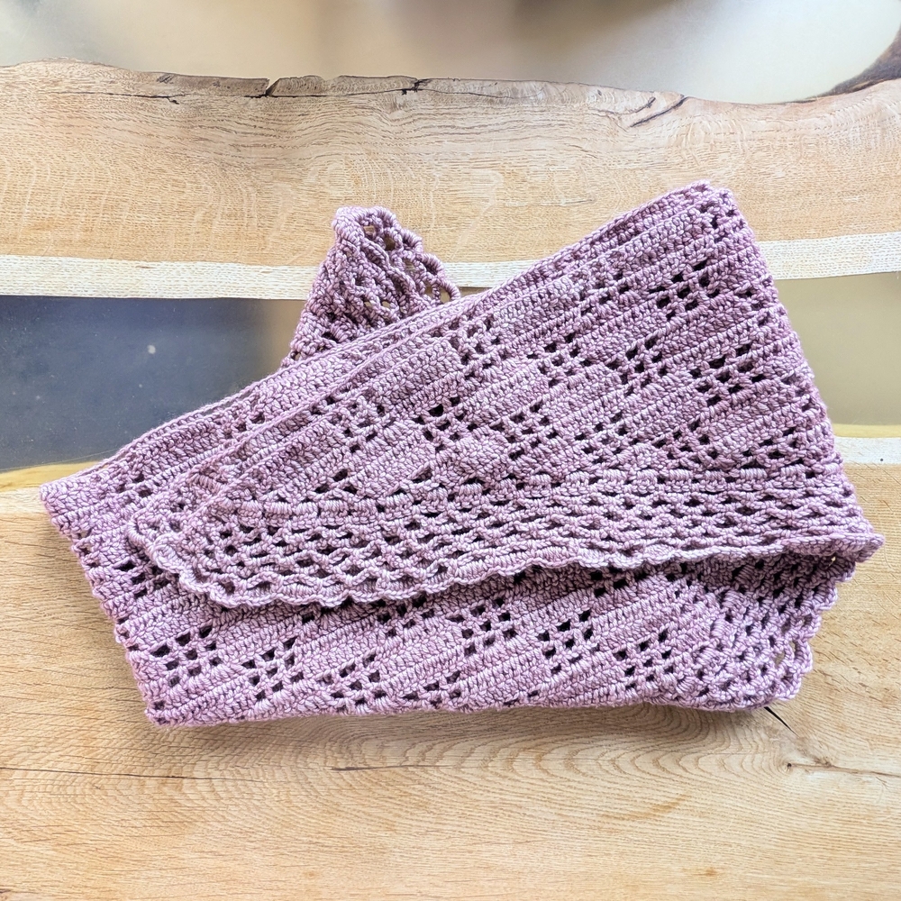 Misha And puff Crochet Scarf Shawl in Antique Rose